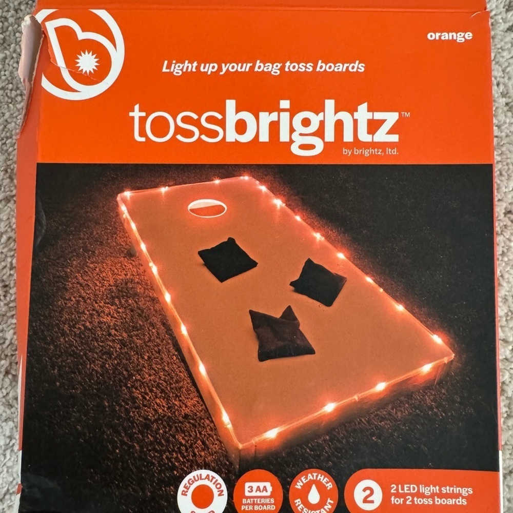 Toss Brightz LED Light Strings for Corn hole Toss Boards New Orange